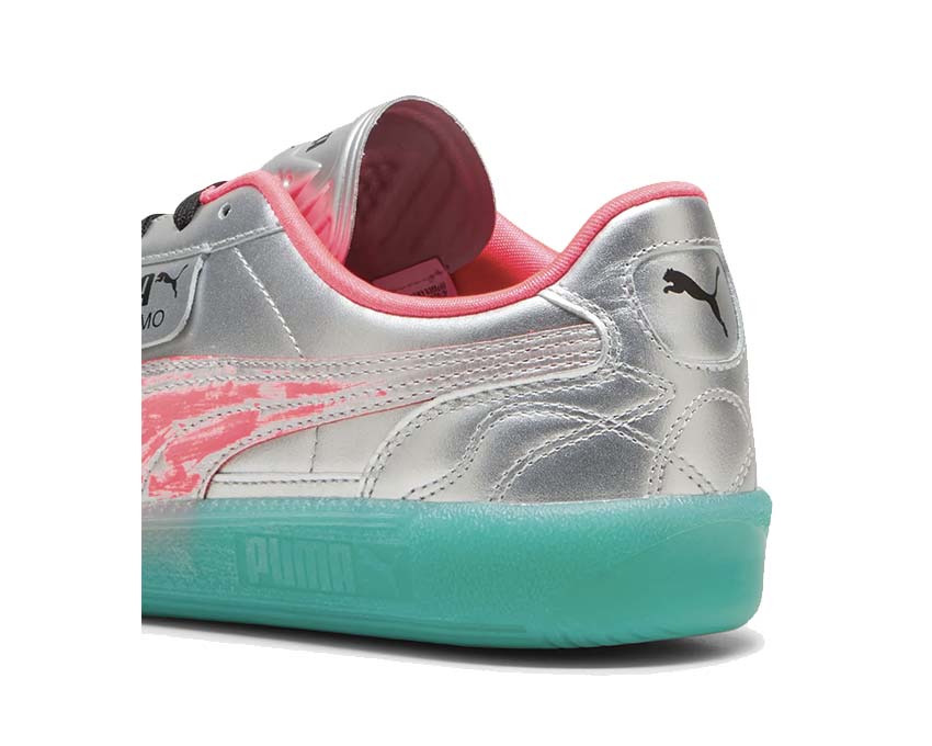 Puma Palermo NewGen Footy Silver Sparkling Green semelle — semelle gomme