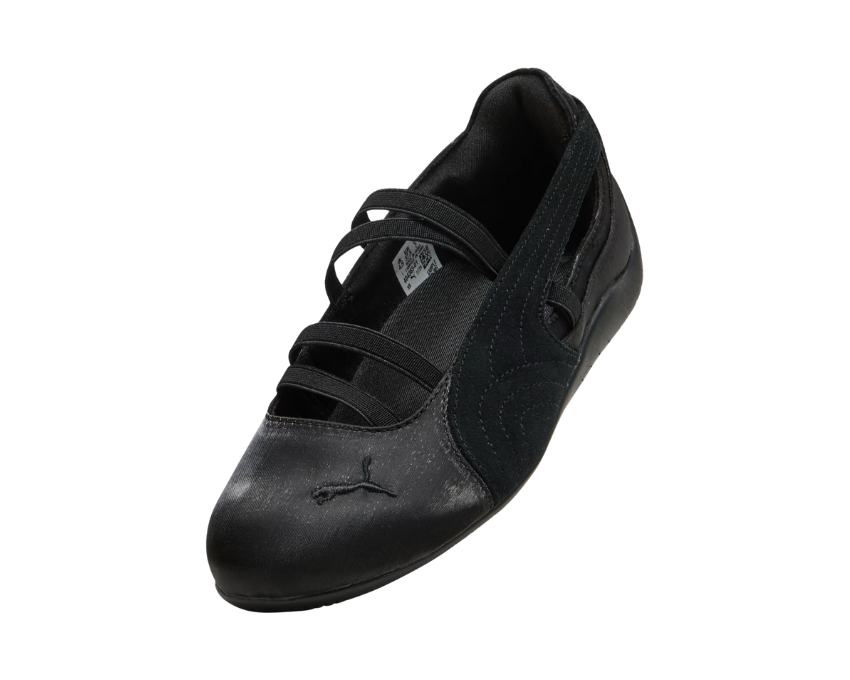 Puma Speedcat Ballet Satin vue latérale — satin noir gris Speedcat femme