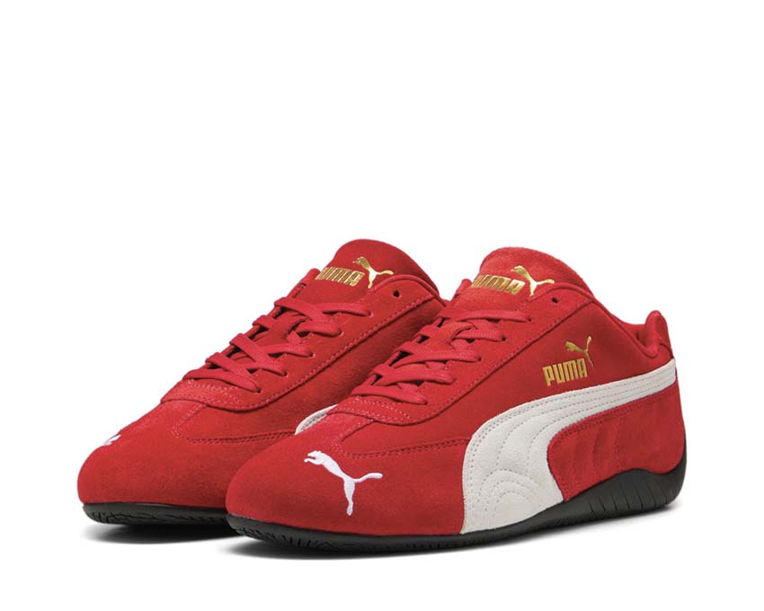 Puma Speedcat OG Red White vista lateral — cuero rojo racing