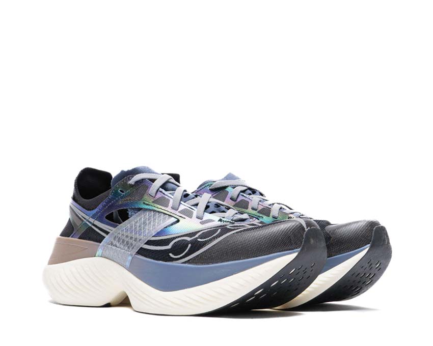 Saucony Endorphin Elite Caviar Mirage vue latérale — tige mesh respirante