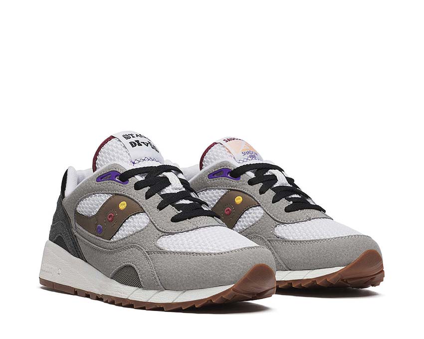 Saucony & Friends Shadow 6000 White Grey vista laterale — ammortizzazione ProGrid
