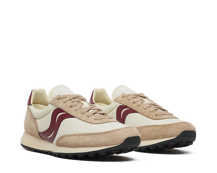 Saucony Trainer 80 OG Beige Burgundy vue latérale — amorti ProGrid