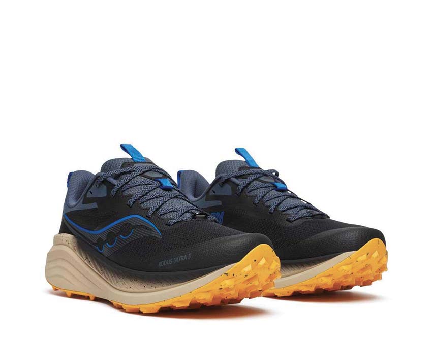 Saucony Xodus Ultra 3 Black Dusk vista laterale — tomaia in mesh traspirante