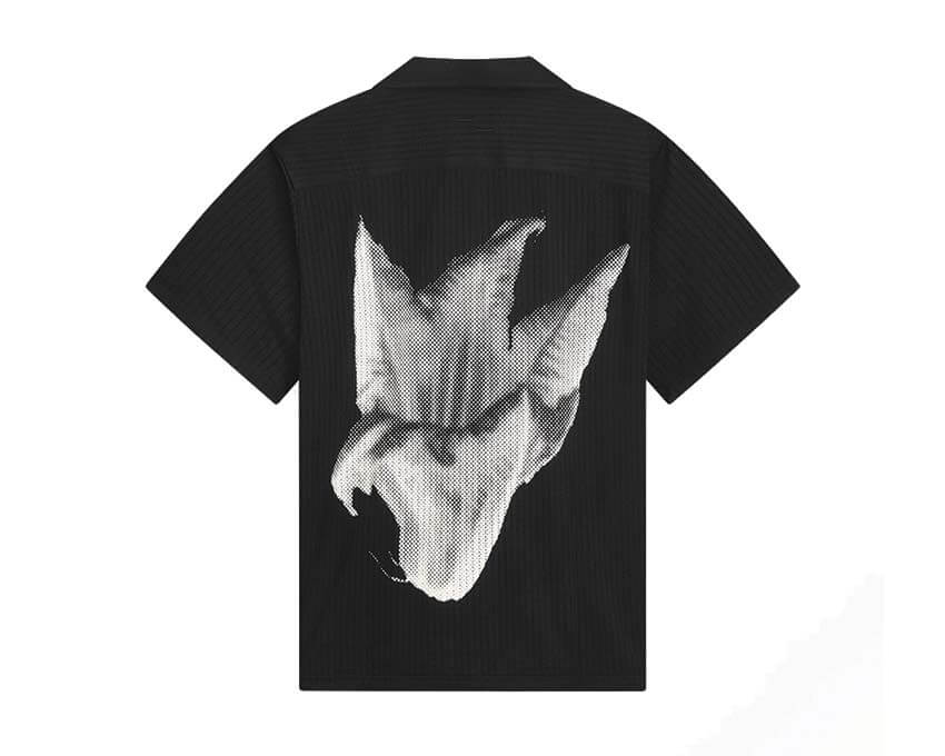 Filling Pieces Resort Shirt Mesh Noir dos — dos chemise mesh resort premium