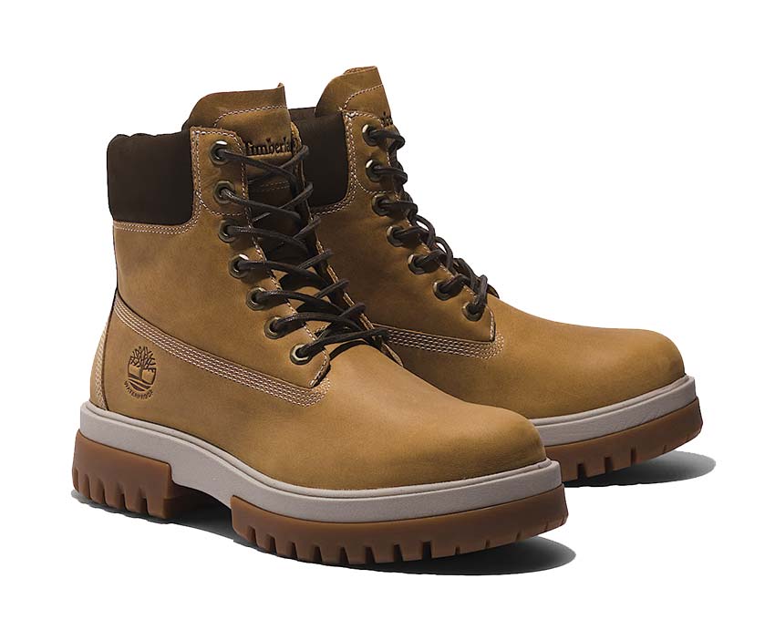 Timberland Arbor Road Mid Lace Waterproof Wheat side view — classic wheat nubuck