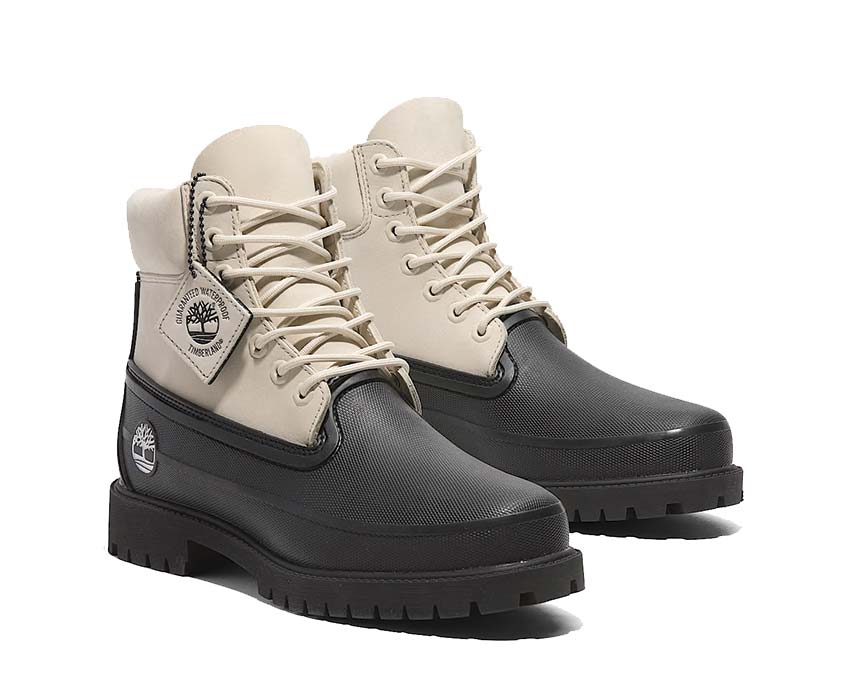 Timberland Premium 6-Inch Waterproof Boot Natural Nubuck side view — beige nubuck