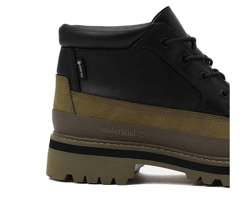Timberland Premium Mid GTX Chukka Boot Dark Green Nubuck vue latérale — profil chukka imperméable