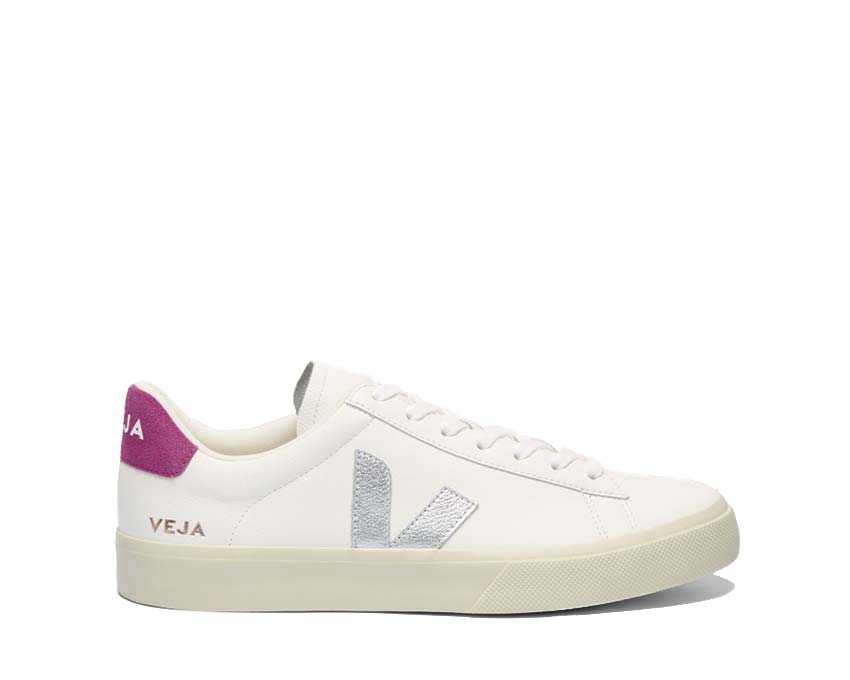Veja Campo Leather White Silver Ultraviolet — sneaker femme cuir blanc violet