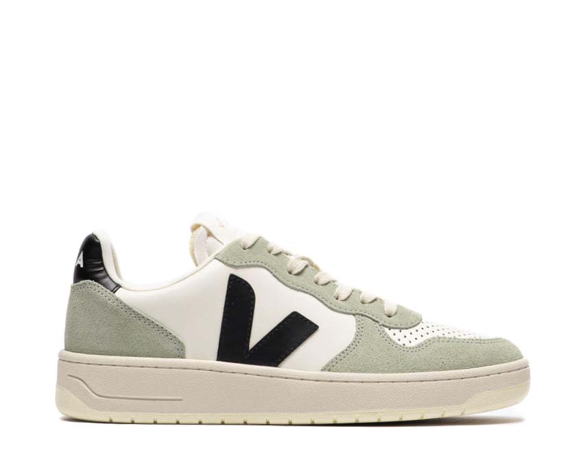 Veja V-10 Leather Pure Black Clay — sneaker femme cuir noir argile