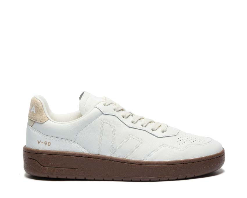 Veja V-90 ZZ O.T. White Pierre Almond — sneaker donna ZZ zigzag crema