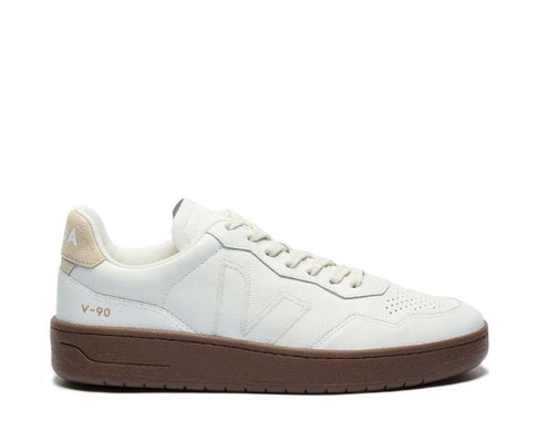 Veja V-90 ZZ O.T. White Pierre Almond — sneaker donna ZZ zigzag crema