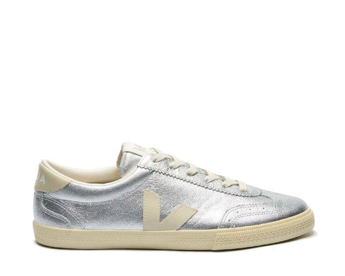 Veja Volley O.T. Leather Silver Pierre — sneaker femme cuir argenté