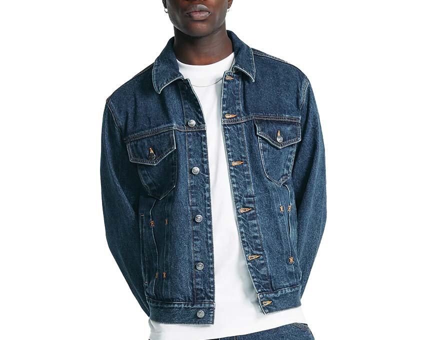 Daily Paper Bomi Denim Jacket Blue Detail — kontrastreiche Nähte