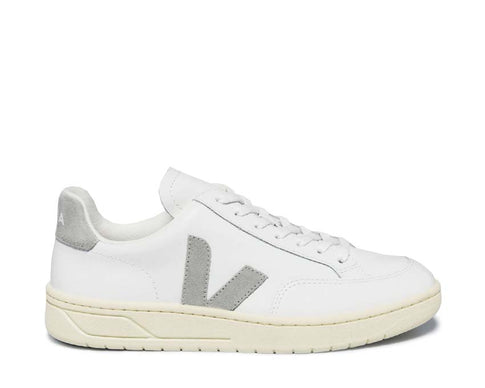 Veja V-12 Leather White Light Grey — sneaker homme cuir éco-responsable