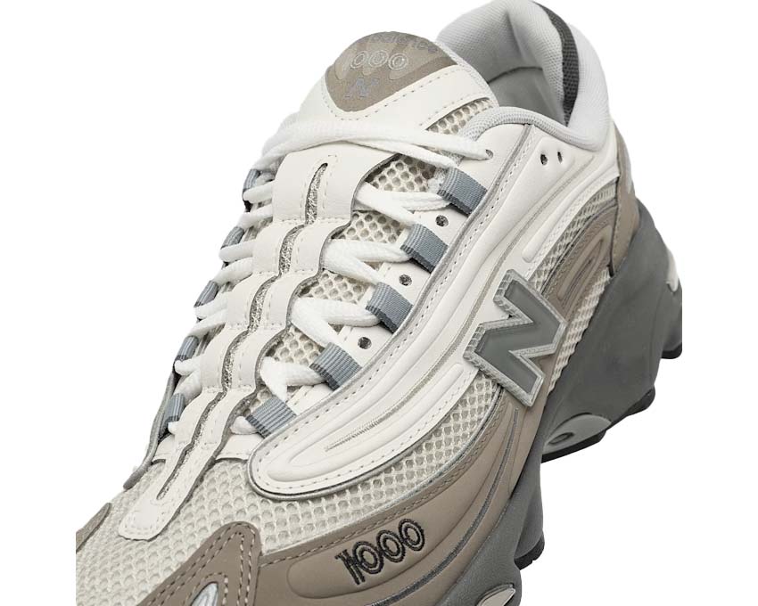 New Balance 1000 Mushroom side view — leather and technical mesh upper