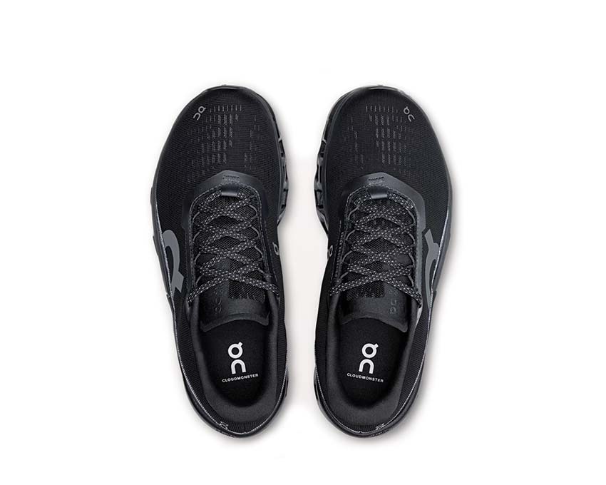 On Cloudmonster 2 Black detalle — upper mesh negro zapatilla running hombre