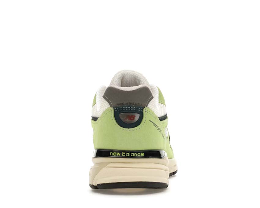 New Balance 990v4 Made in USA Hi-Lite dettaglio — colorway Hi-Lite giallo distintivo