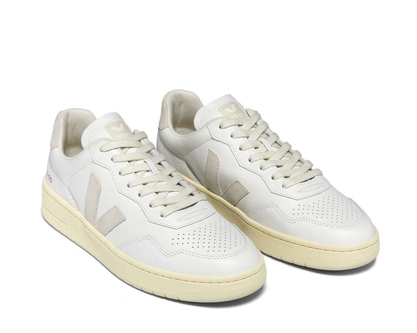 Veja V-90 OT Leather Extra White Natural side view — plain white natural leather