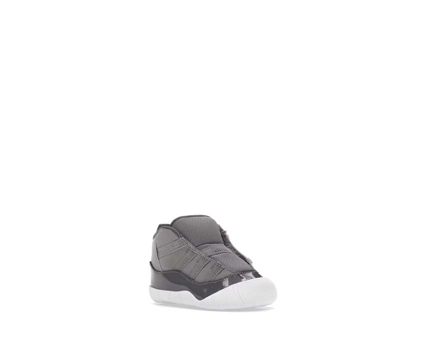 Jordan 11 Baby PS Medium Grey vista laterale — vernice pelle bebè PS