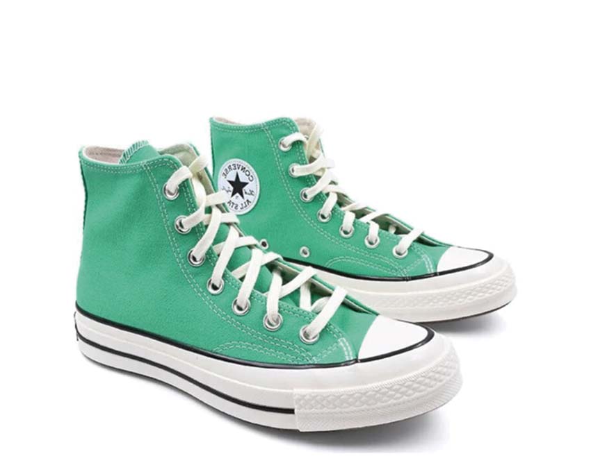 Converse Chuck 70 Apex Green/Egret vista lateral — lona texturizada caña alta