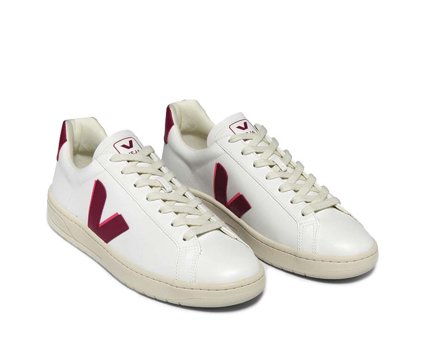 Veja Urca White/Marsala vue latérale — cuir lavé tricolore