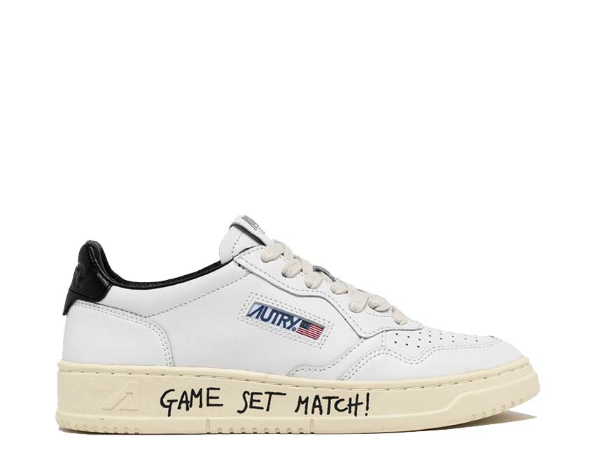 Autry Medalist Low Match White Black — Herren-Sneaker Leder amerikanischer Sport