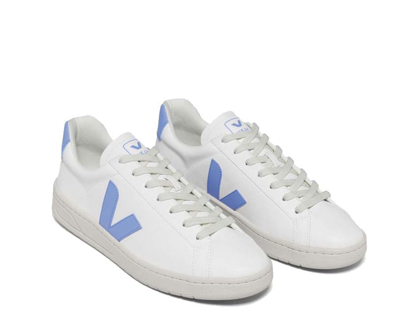 Veja Urca White/Aqua vue latérale — cuir lavé bicolore