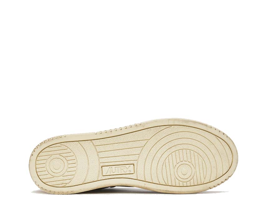 Autry Super Vintage Low Leat White Brown Detail — kontrastierende Nähte