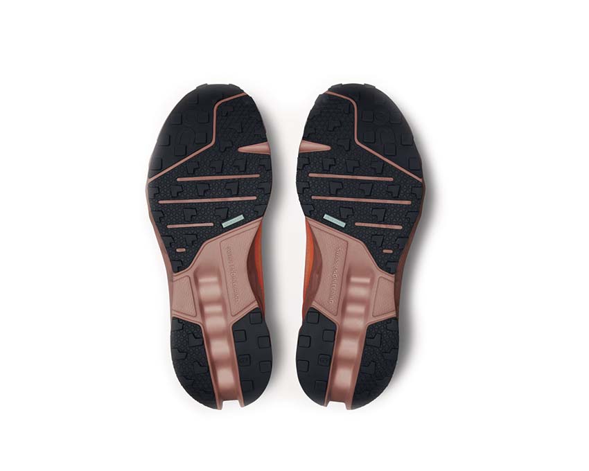 On Cloudsurfer Trail Flame/Dustrose detail — mesh upper trail men