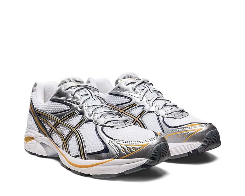 Asics GT-2160 White/Pure Silver vue latérale — tige mesh et suède rétro