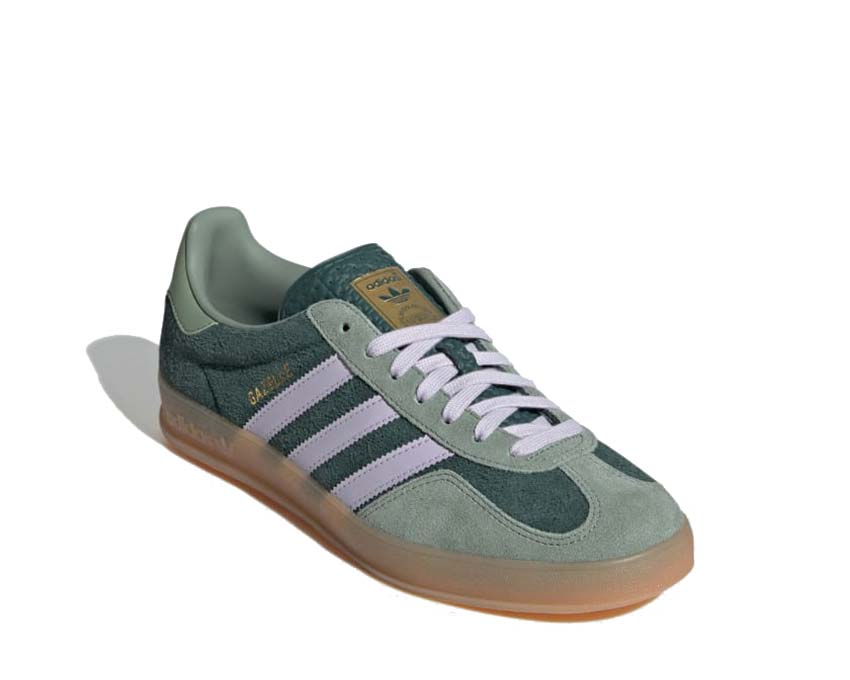 Adidas Gazelle Indoor Mint Green side view — structured suede upper