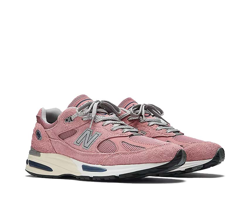 New Balance 991v2 Brandied Apricot vue latérale — suède et mesh premium