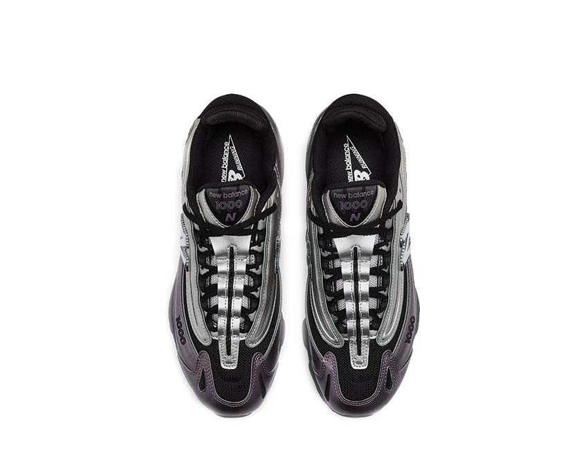 New Balance 1000 Metallic Dark Ice Wine detail — metallic finishes