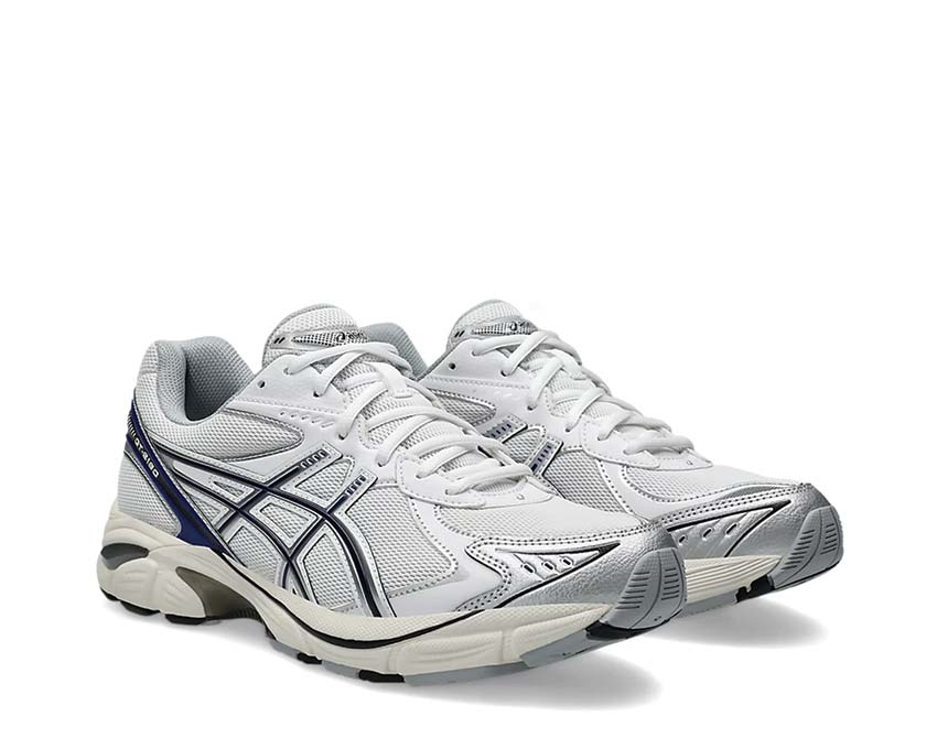Asics GT-2160 White/Deep Marine vue latérale — tige mesh et suède rétro