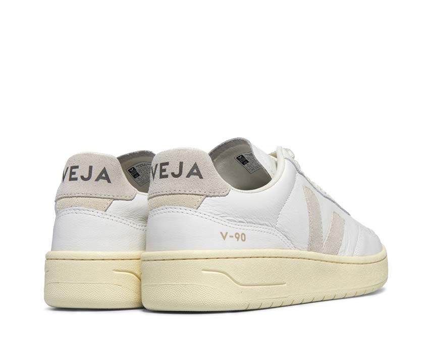 Veja V-90 OT Leather Extra White Natural sole — oversize rubber sole