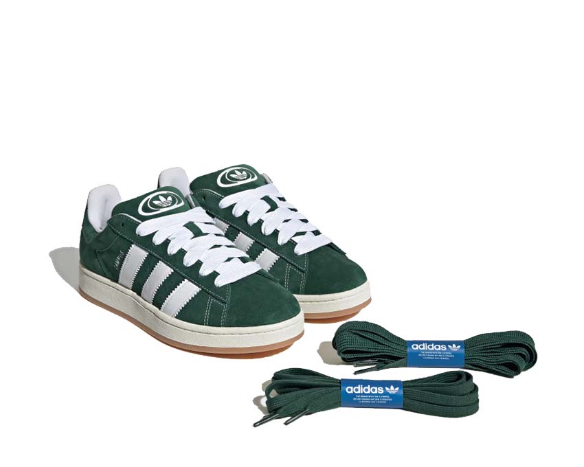 Adidas Campus 00s Dark Green vue latérale — tige en daim et Three Stripes