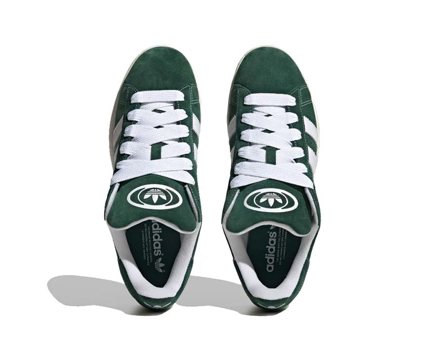 Adidas Campus 00s Dark Green détail — languette et logo brodé dos de langue