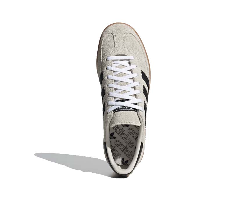 Adidas Handball Spezial W Cloud White dettaglio — tomaia pelle Aluminium e pannello scamosciato bianco