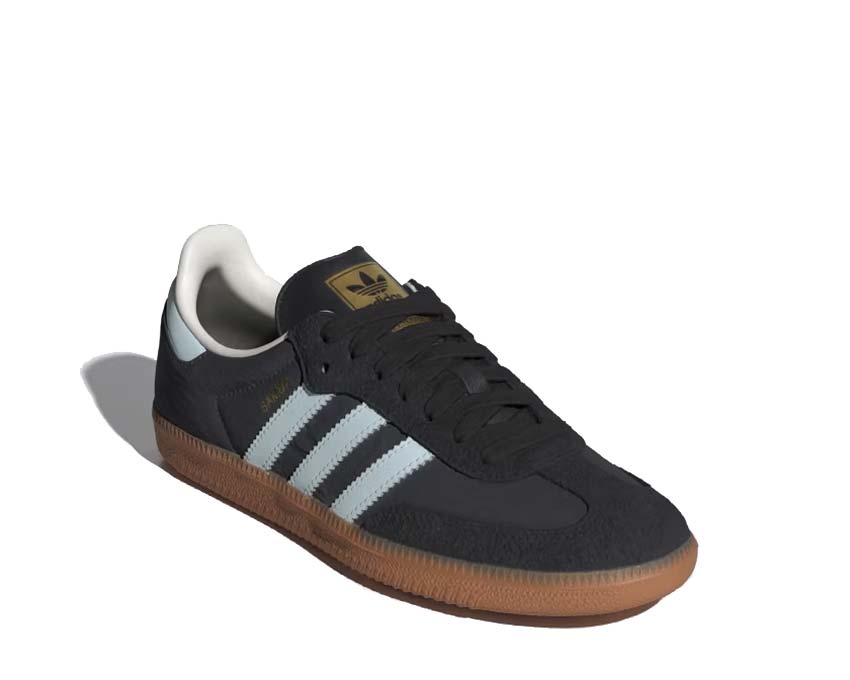 Adidas Samba OG W Carbon vista laterale — pelle Carbon e Almost Blue