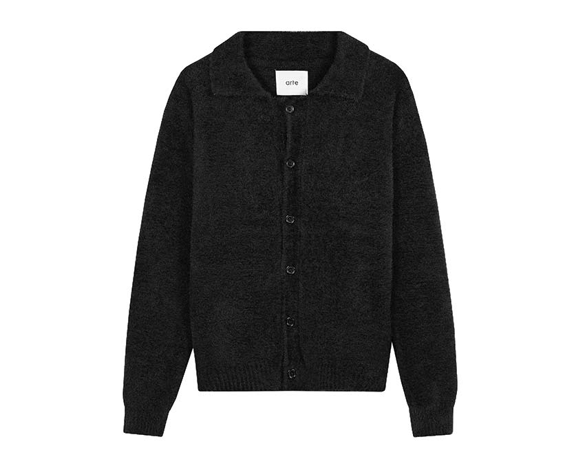 Arte Kyle Fluffy Cardigan Black — cárdigan unisex esponjoso streetwear