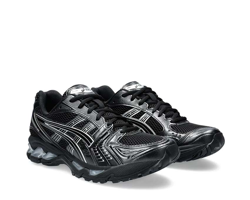 Asics Gel Kayano 14 Black Silver Black/Pure Silver Seitenansicht — atmungsaktiver Mesh-Schaft