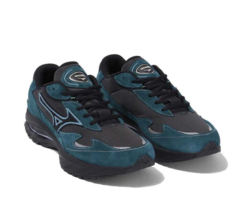 Mizuno Wave Rider β Deep Teal vue latérale — mesh teal breathable