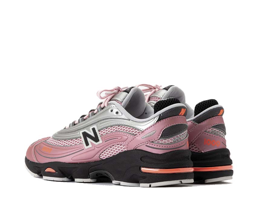 New Balance 1000 Pink Taffy Detail — Einsätze Leder und Mesh Pastellrosa