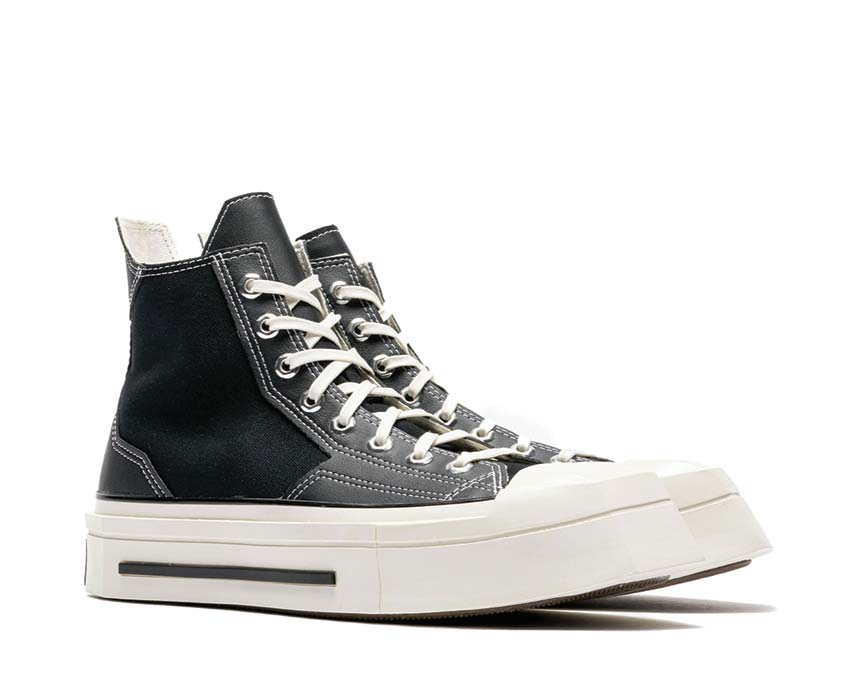Converse Chuck 70 De Luxe Squared Hi Black vue latérale — semelle épaisse