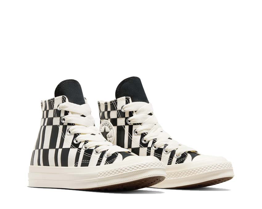 Converse Chuck 70 Hi Checkered Egret/Black Seitenansicht — schottisches Karomuster Segeltuch