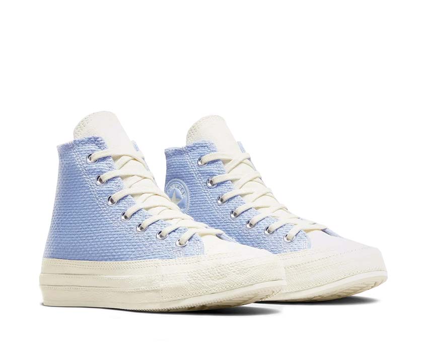 Converse Chuck 70 Hi Mystic Sky Egret Seitenansicht — pastellblaues Himmels Segeltuch