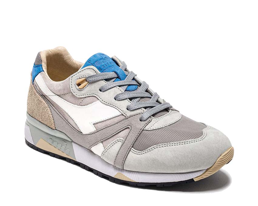 Diadora N9000 Italia Nickel Free vue latérale — profil cuir blanc