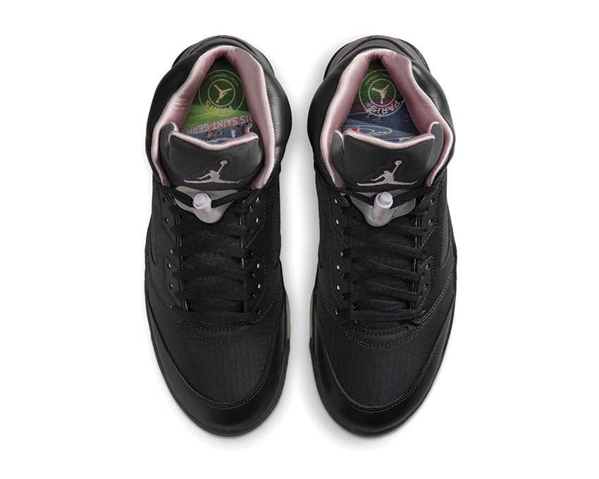 Air Jordan 5 Retro x PSG Off Noir — Rückansicht Fersendetail Jordan 5 PSG