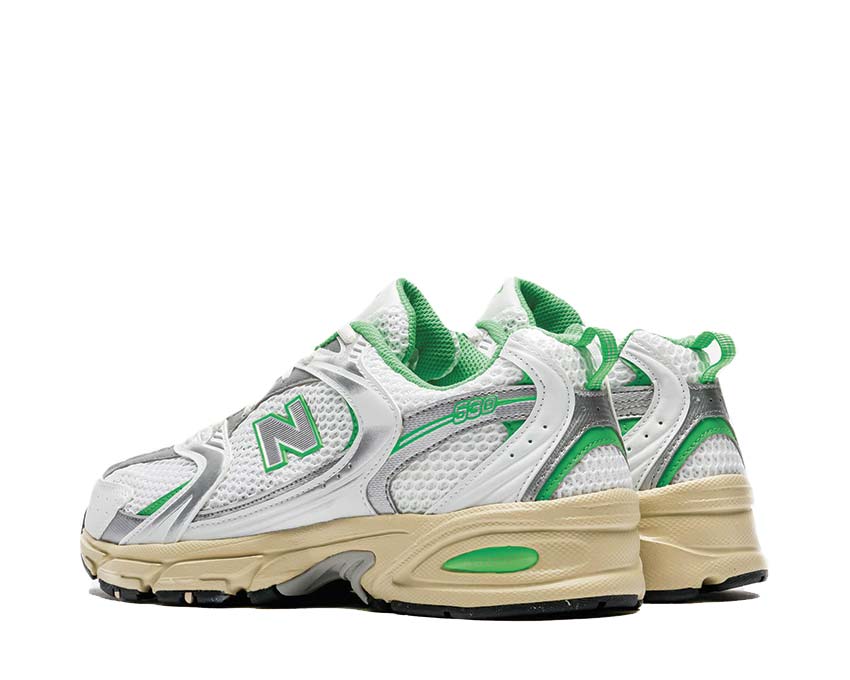 New Balance 530 White Palm Leaf Sohle — gepolsterte Vintage-Laufdämpfung