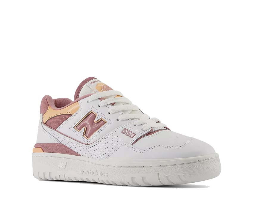 New Balance 550 W White Rosewood vue latérale — cupsole basketball Hazy Peach